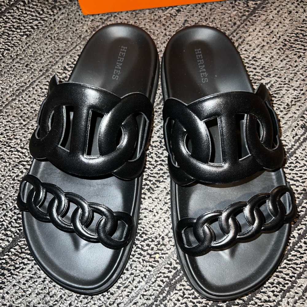 HERMES EXTRA SANDALS BLACK